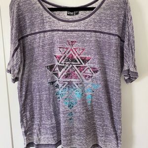 Cruel Girl Purple Ombré Aztec Burnout Tee - XL
